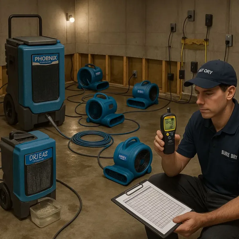 Structural Drying and Dehumidification process in Glasford, IL